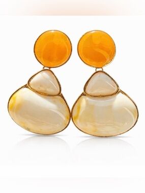 Zara Gold and Cream Dangle Earrings